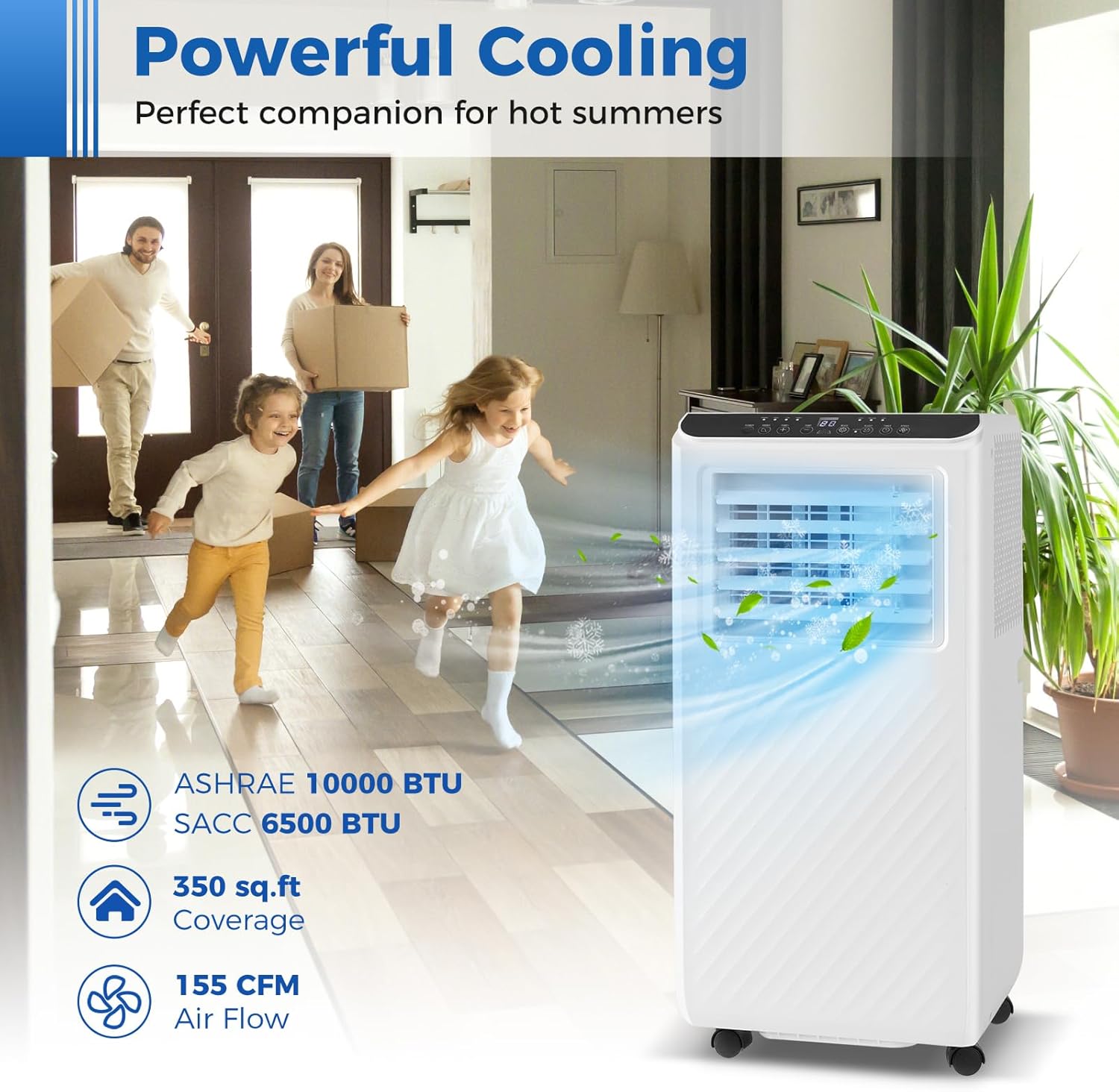 DORTALA 10000 BTU Portable Air Conditioner, 3 in 1 Floor Standing AC Unit with Fan & Dehumidifier, Quiet AC Unit with 24H Timer, Remote Control & Installation Kit for Rooms up to 350 Sq.Ft