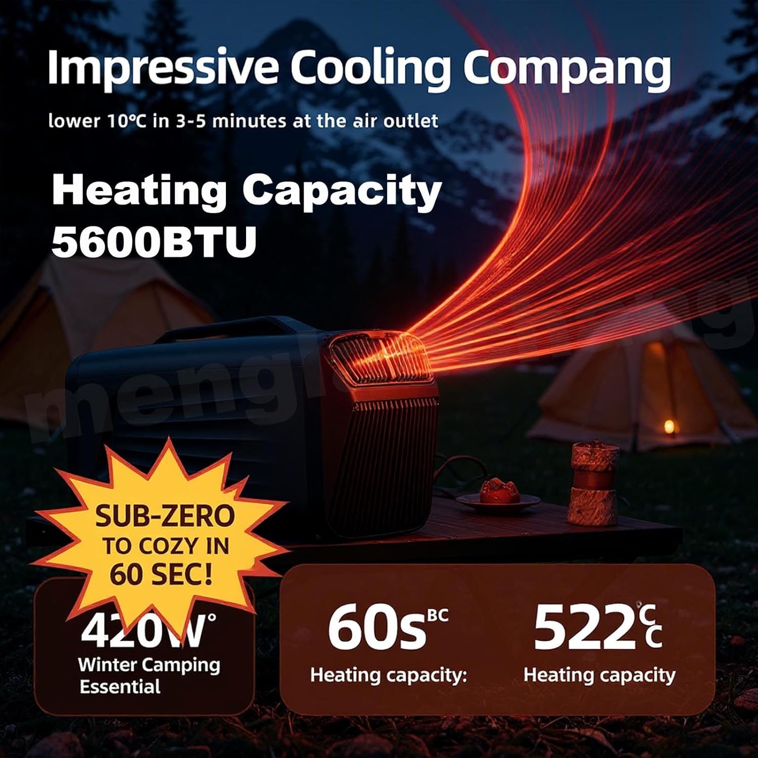 Portable Air Conditioners,Mobile Air Conditioners,Camping Air Conditioner,4-In-1 Air Cooler&Heater-Remote,3 Speeds & Lightweight, Low Noise-For Camping Outdoor,Rv,Truck,Office,Bedroom ,Green