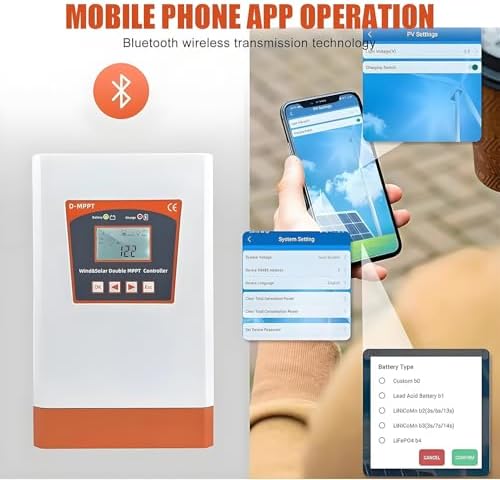 6000W Hybrid Charge Controller - Dual MPPT Solar & Wind Boost Controller with LCD, Supports 12V/24V & 24V/48V, Perfect for Lithium & Lead Acid Battery Systems