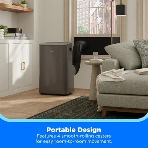 Midea 8,000 BTU Smart Portable Air Conditioner w/ Remote, 3-in-1 Comfort: Cools, Ventilates, & Dehumidifies, compatible w/ Alexa, Google Assistant MAP08S1XWGR-T (Renewed)