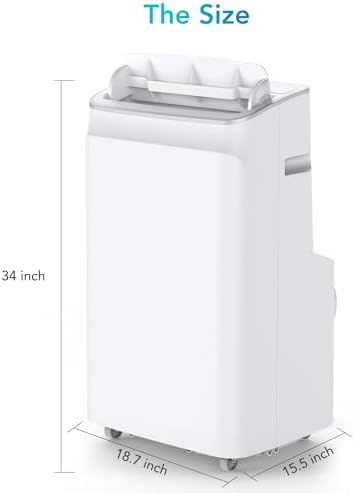 2024 Upgraded 12000 BTU Portable Air Conditioner, 3-in-1 Cooling, Dehumidifier & Fan for Rooms Up to 550 Sq. Ft, Remote Control, Sleep Mode, Timer, 3 Speeds, Auto Swing