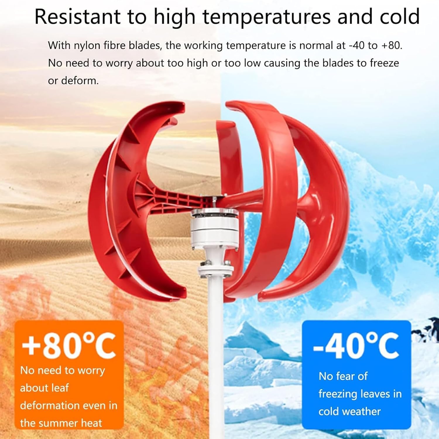 1200W Wind Turbine Generator, 3 Phase AC Permanent Magnet Generator,12V/24V/48V/110V/220V 5 Blades Vertical Wind Turbine Kit Low Wind Speed Starting w/Controller for Home,Boat,Motor Home,Red12V