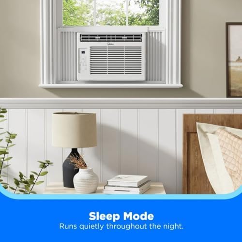 Midea 6,000 BTU 115V Window Air Conditioner w/Comfort Sense Remote, up to 250 Sq. ft., White, Cooling Modes: Cool, Dehumidify, Ventilate - MAW06R1WWT-T