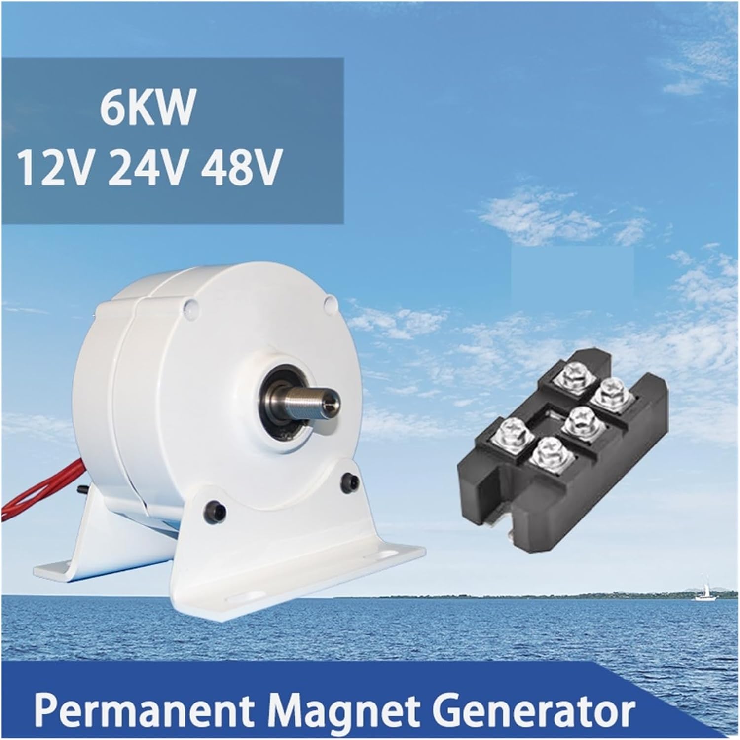 6000W Low Speed 500RPM Wind Turbine Generator 4KW 5KW 6KW 12V 24V 48V 3 Phase Wind Turbine Generator Industrial Energy(with Base,24V_6000W)
