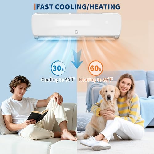 18,000 BTU Mini Split AC/Heating System, 19 SEER2 230V Ductless Split-System Air Conditioner with Heat Pump, Pre-Charged Condenser, 1250 sq ft Coverage, Full Function Remote Control & Installation Kit