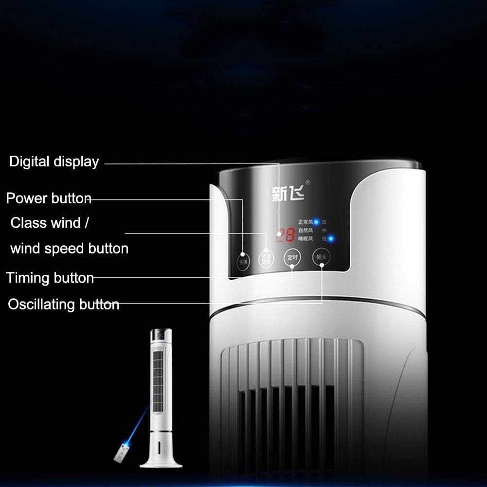 Intelligent Remote Control Without Leaf Tower Fan Or Humidifier with Swing and Timing Function, Indoor Portable Air Conditioner