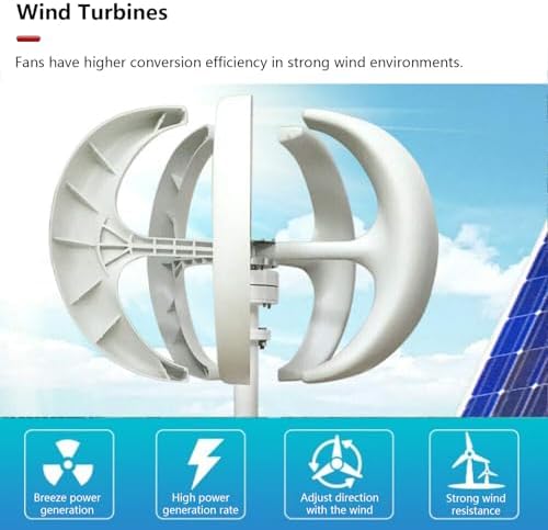 High-Efficiency 13000W Wind Turbine Generator Kit - 5-Blade Vertical Axis, 12V/24V/48V/72V/110V/220V AC Permanent Magnet, Complete with Controller, Ideal for Home & RV Renewable Energy Solutions
