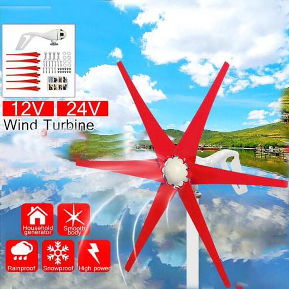 12v,BAOJUHUIKANG 12V/24V/48V 6 Blade Home Wind Turbine Generator Kit with Controller And 3-Phase Alternator, Small Windmill Generator for Home Park Boat,12000W-220V