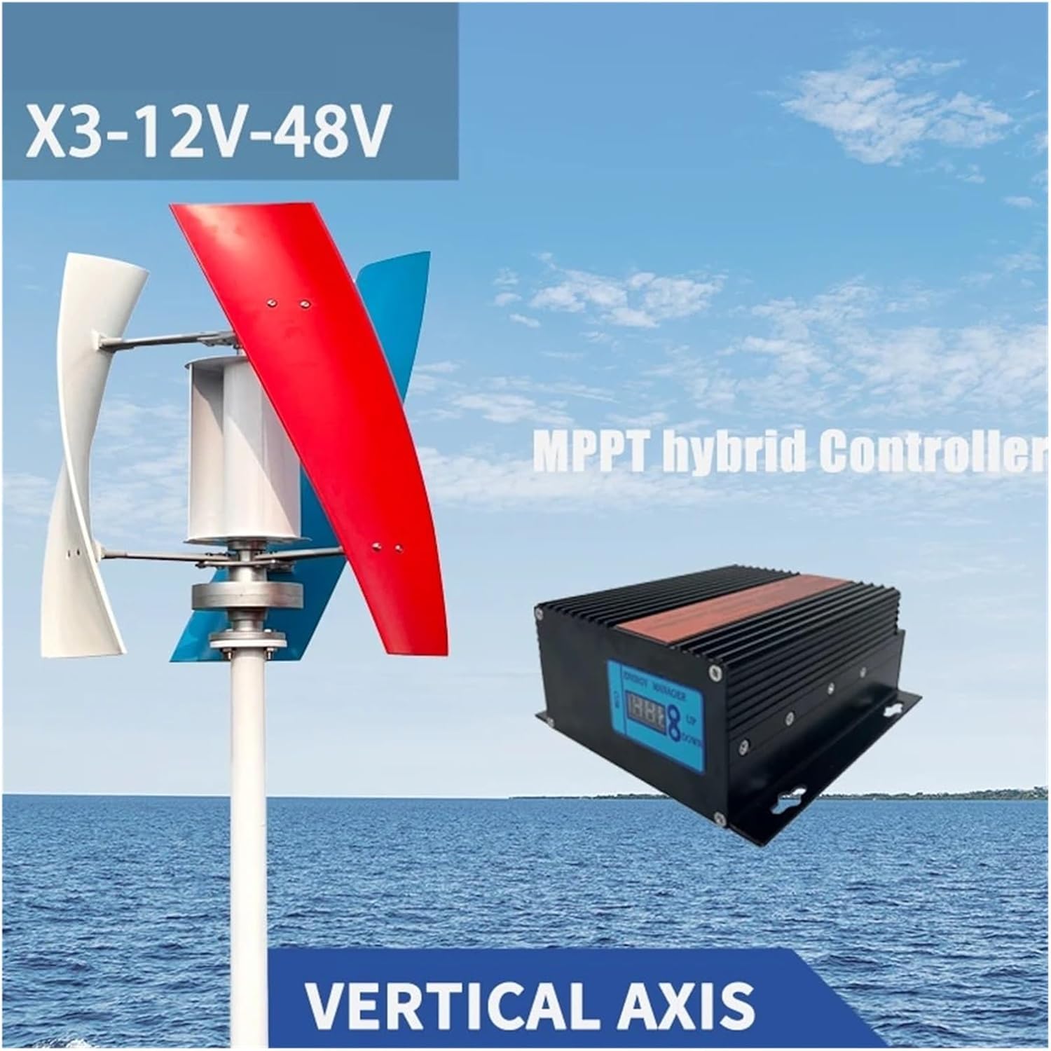 Wind Turbine Vertical Axis Permanent Generator Electric Power Generator 12V 24V 48V 5KW 8KW for Marine, RV, Home Industrial Energy(Type 2,48V_8000W)