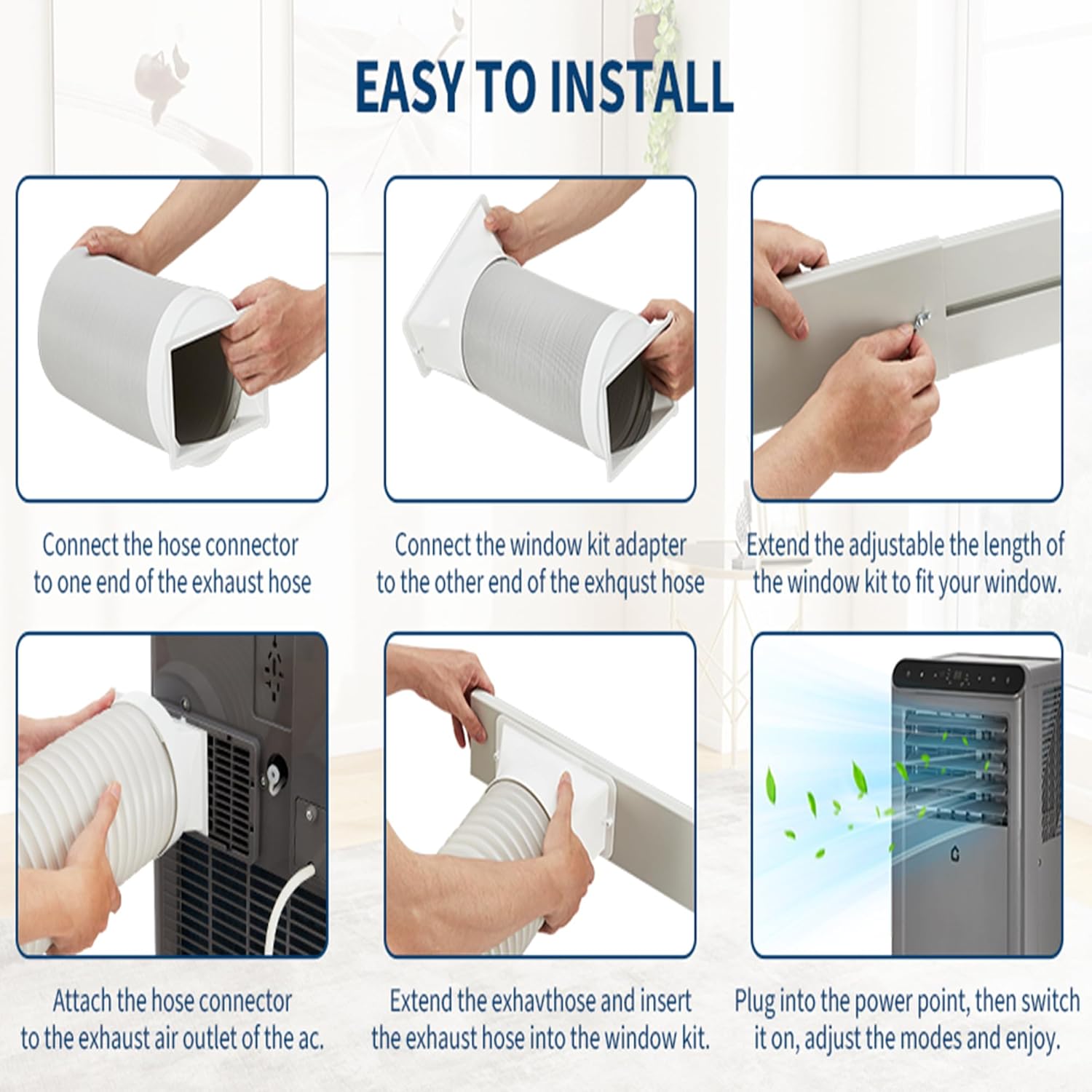 GAOMON 2025 New Deseign 8000 BTU Portable Air Conditioners Cool Up to 350 Sq.Ft,4 IN 1 Portable AC Unit w/Remote Control/LED Display/24Hrs Timer/Window Installation Kit & Low Noise for Home(Grey)