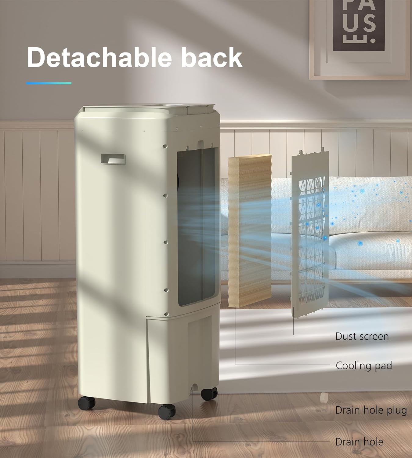 1800 CFM Swamp Cooler Air Conditioner,3-IN-1 Evaporative Air Cooler with 4.2Gal Water Tank & 4 Ice Packs,120° Swing,12H Timer,Remote,3 Modes & 3 Speeds,Air Cooler for Room Bedroom Office,Bright White