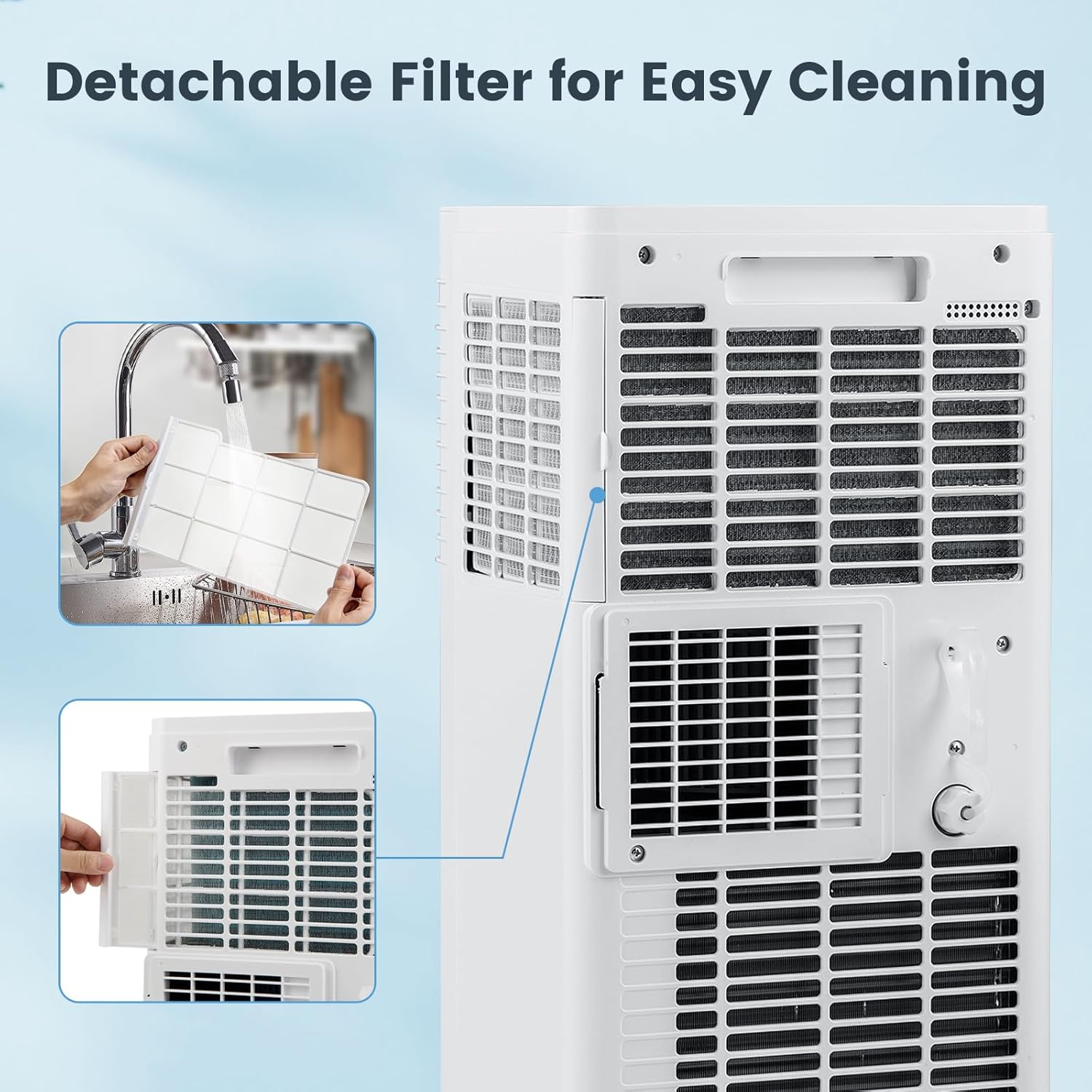 ARLIME 9000 BTU Portable Air Conditioner, 3-in-1 AC Unit w/Dehumidifier & Fan, Sleep Mode & 24H Timer, Air Cooler w/Remote, Detachable Filter & Window Kit, Cools Up to 300 Sq.Ft, White (9000 BTU)