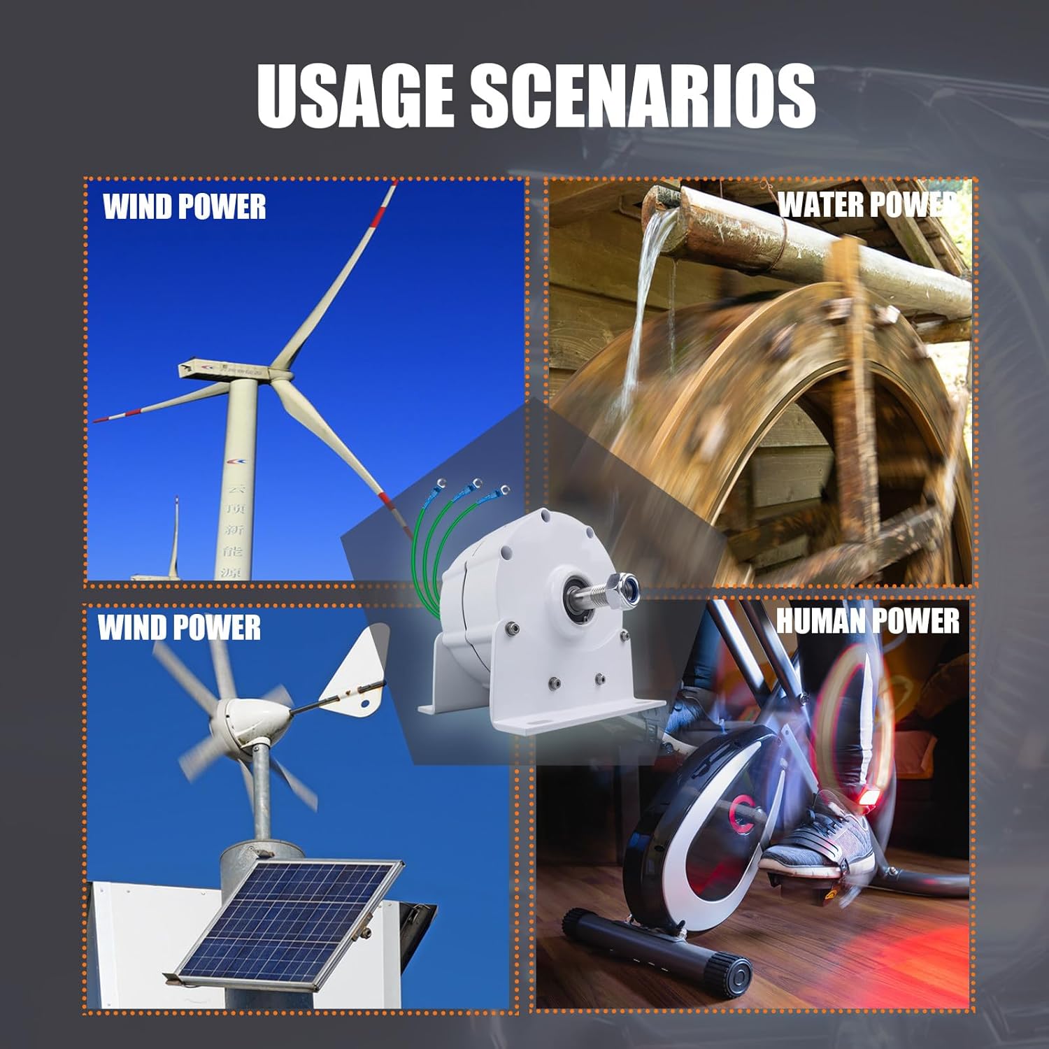 600r/m 600W 12V/24V/48V Permanent Magnet Generator AC Alternator,Brushless Design eliminates wear and Tear, for Vertical or Horizontal Wind Turbine 600W Wind Generator 48V