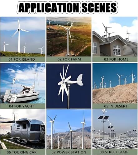 8-Blade Wind Turbine Generator, 20000W Portable Vertical Axis Windmill, Low Noise Renewable Energy Kit for 12V Hybrid Solar & Wind Systems
