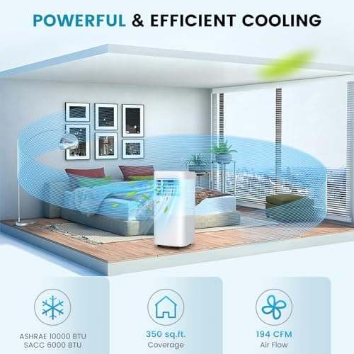 DORTALA Portable Air Conditioners 10000 BTU, 3 in 1 AC Cooling Unit with Remote Control, Dehumidifier, 24H Timer, Window Kit, Personal Standing AC for Bedroom, Dorm, White