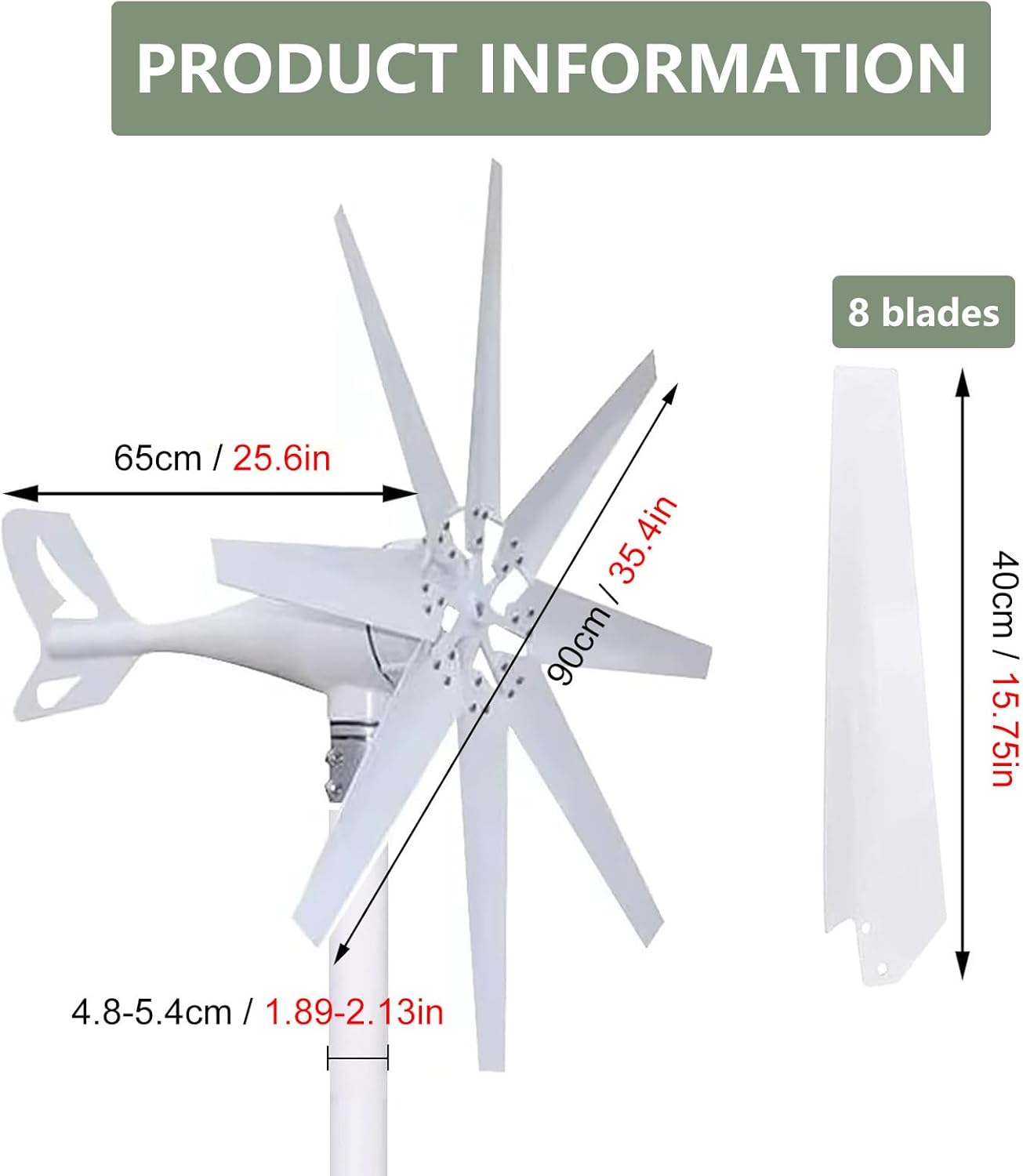 14000W Wind Turbine Generator - 8-Blade DC 12V/24V/48V/110V/220V Kit, Solar Hybrid Controller for Home Energy, Eco-Friendly Power Supplementation