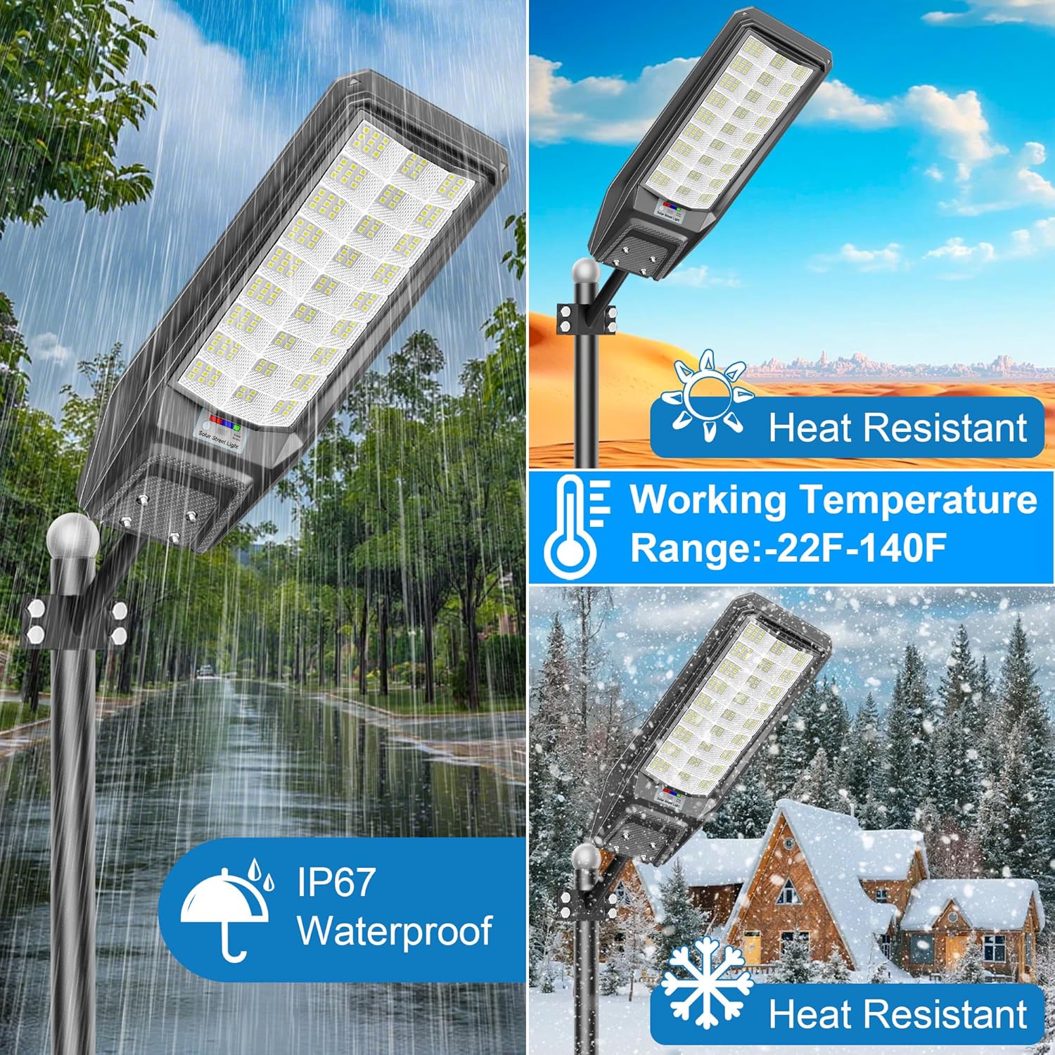 9500W Solar Lights Outdoor Waterproof, Commercial Street Lights Solar Powered Dusk to Dawn 243 LEDs with Remote/Motion Sensor, IP67 for Parking Lot/Garden/Yard, 2 Pack