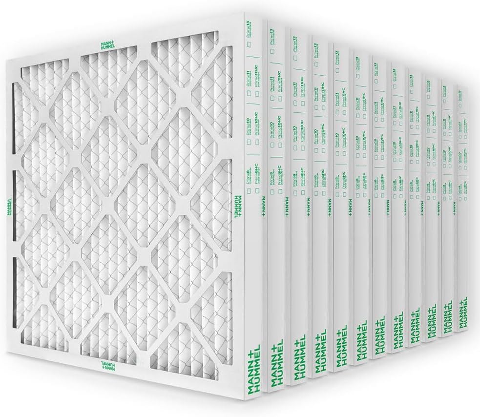 Mann+Hummel 20x20x2 MERV 11 Pleated HVAC AC Furnace Air Filters. Case of 12. (Exact Size: 19.5 x 19.5 x 1.75 Inches)