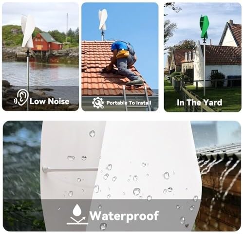 2000W/4000W/8000W/10000W Wind Turbine Generator Kit - 12V/24V/48V Off-Grid System with Hybrid MPPT Charge Controller, Low Wind Speed, Silent Maglev, Includes Garden Light Clip