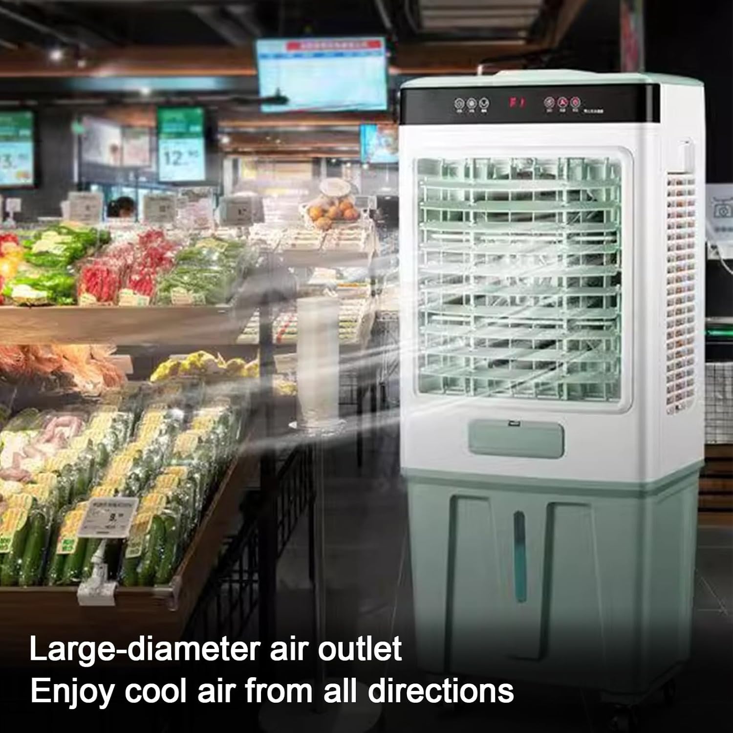 Swamp Cooler Air Conditioner, Evaporative Air Cooler with 10.5 Gallon Water Tank, 2 Ice Box, Remote, 3 Speeds, 120°oscillation, Portable Outdoor Air Conditioner for Bedroom Home Office