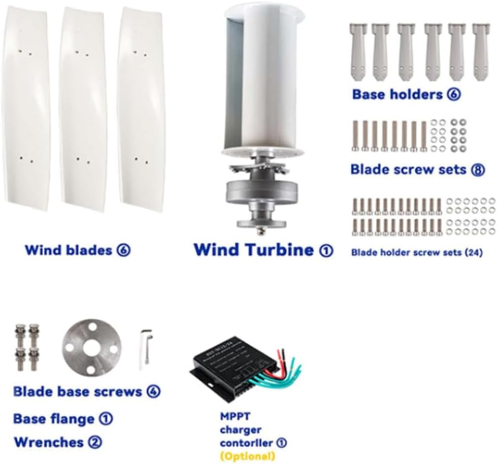 220V 12V 24V 48V Magnetic Levitation Wind Turbine 12000W No Noise Vertical Axis Wind Turbine Generator,with MPPT Controller for Home Street Lighting(White)