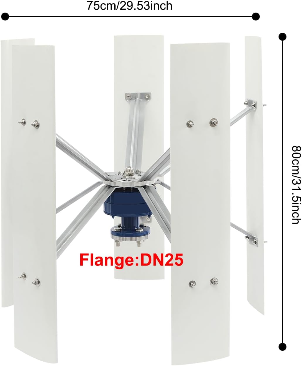 100W 12V Vertical Wind Turbine Vertical Axis Wind Turbine Generator Kit Vertical Wind Generator with 5 Fan Blades Low Noise Operation for Boats Gazebos Cabins
