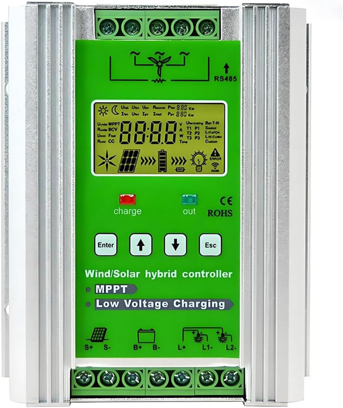 Wind Solar Hybrid Charge Controller,12v/24v/48v Mppt Boost Controller,with Booster Function,Voltage Automatic,for Winds Turbine,Solars Panel,Wind Solar Supplementary Systems 10000W