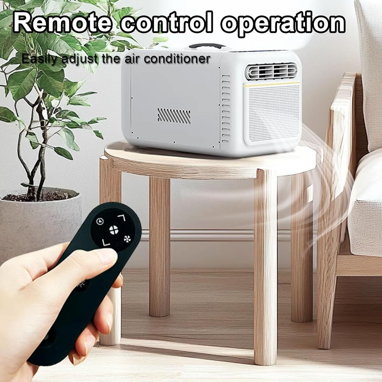 Small Room Air Conditioner Portable Air Conditioners Drain-Free Function with Remote Control and Touch Panel No Installation Required Suitable for Office Camping(Beige)