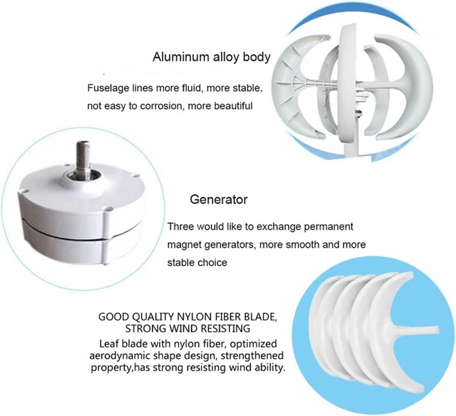 Wind Turbine 5KW 3KW Vertical Axis Permanent Maglev Generator Altern with Mppt Controller for Home Use Farm Industrial Energy(White,MODEL2_12V_3KW)