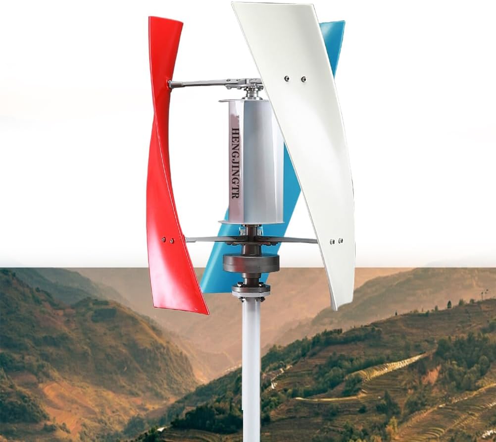 1500W Vertical Wind Turbine Generator Kit, with Controller 3 Blades 12V 24V 48V Easy Installation with Auto Wind Direction Adjustment for Courtyard Lighting