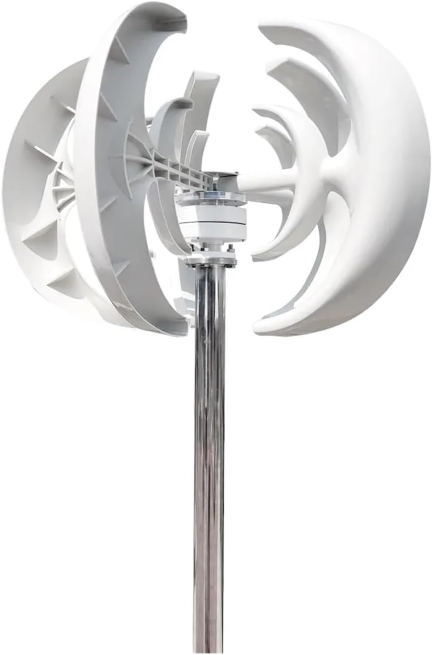 Wind Turbines, 3000W Vertical Wind Turbine 12V 24V 48V Small Windmill Free Energy Household Farm Low Wind Speed Starting Wind Turbines(White,12V)