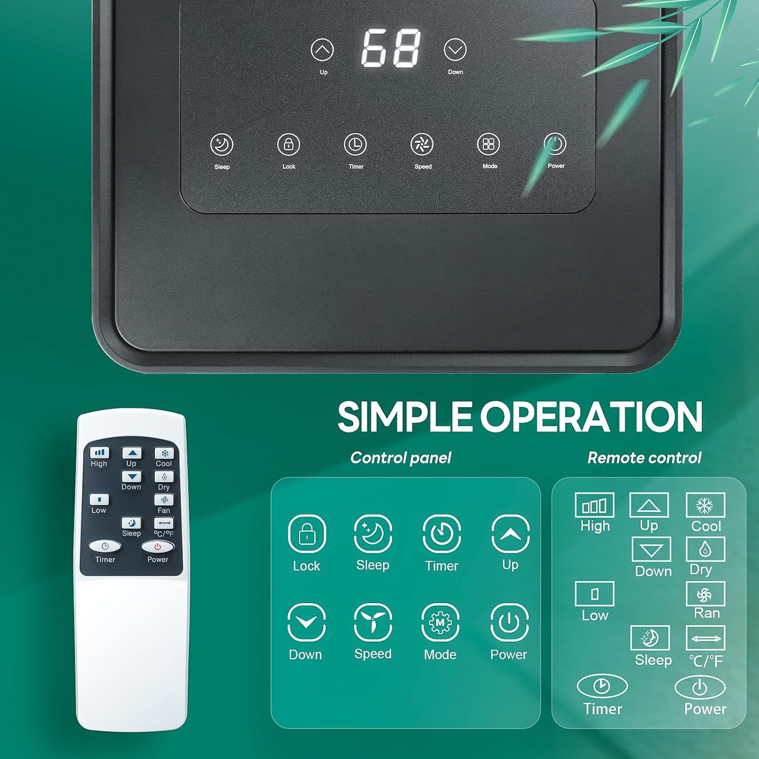 ZAFRO 10,000 BTU Portable Air Conditioners, Air Conditioner for Room Up to 450 Sq.Ft, 3-in-1 Portable AC Unit Cool & Dehumidifier & Fan Modes with Remote Control, White