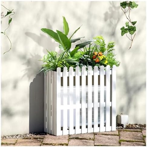 Outdoor Air Conditioner Cover for Outside Units Weatherproof Solid WoAir Conditioner Fence Screen for Outdoor Indoor Hide Privacy Orange Blue Grey White (Color : White, Size : 105x