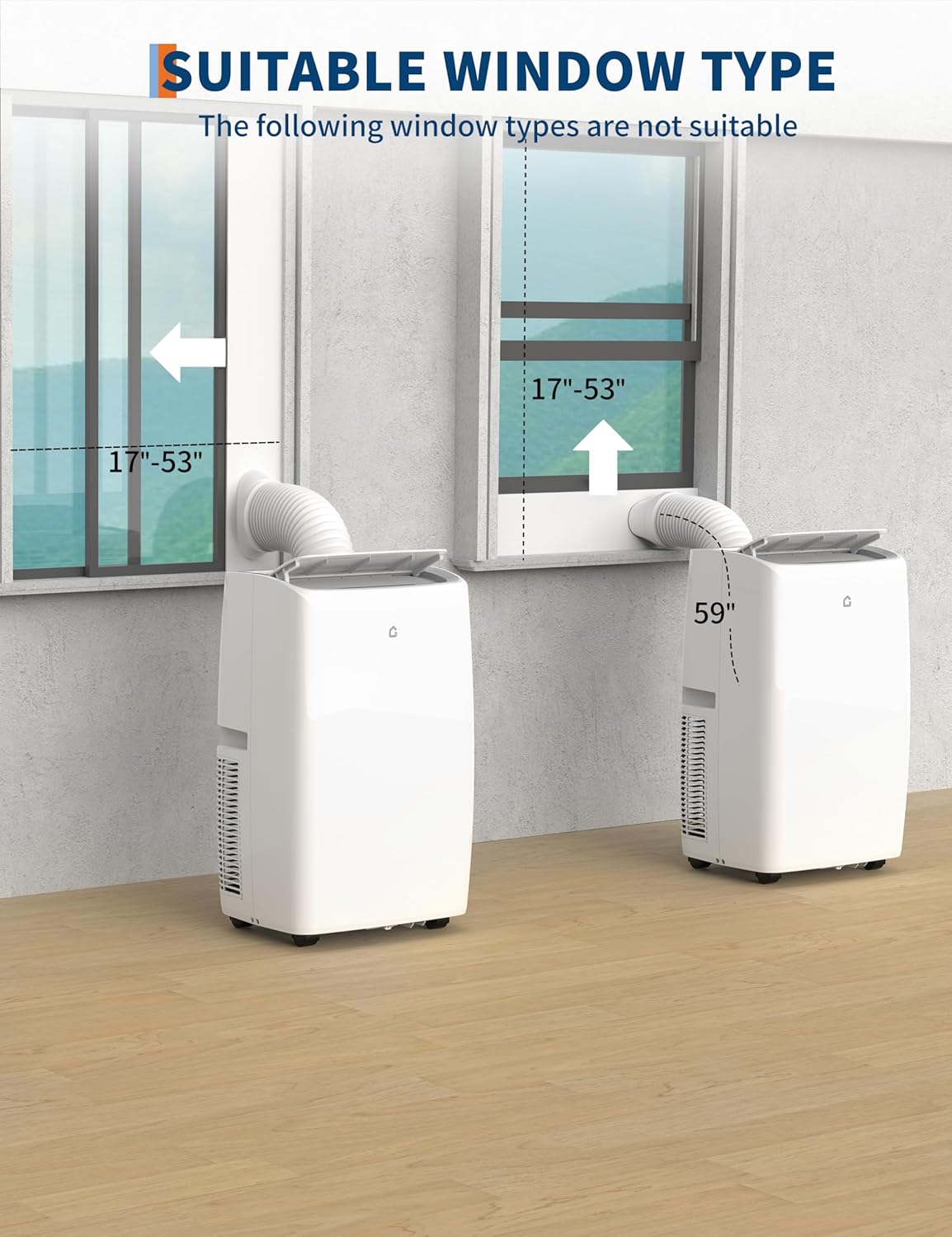 14,000 BTU Portable Air Conditioner for Room Up to 750 Sq.Ft, 4 in-1 AC Unit with Cooling, Fan, Dehumidifier & Sleep Mode, Remote Control & Window Kit Included for Home, Office, Apartment,White