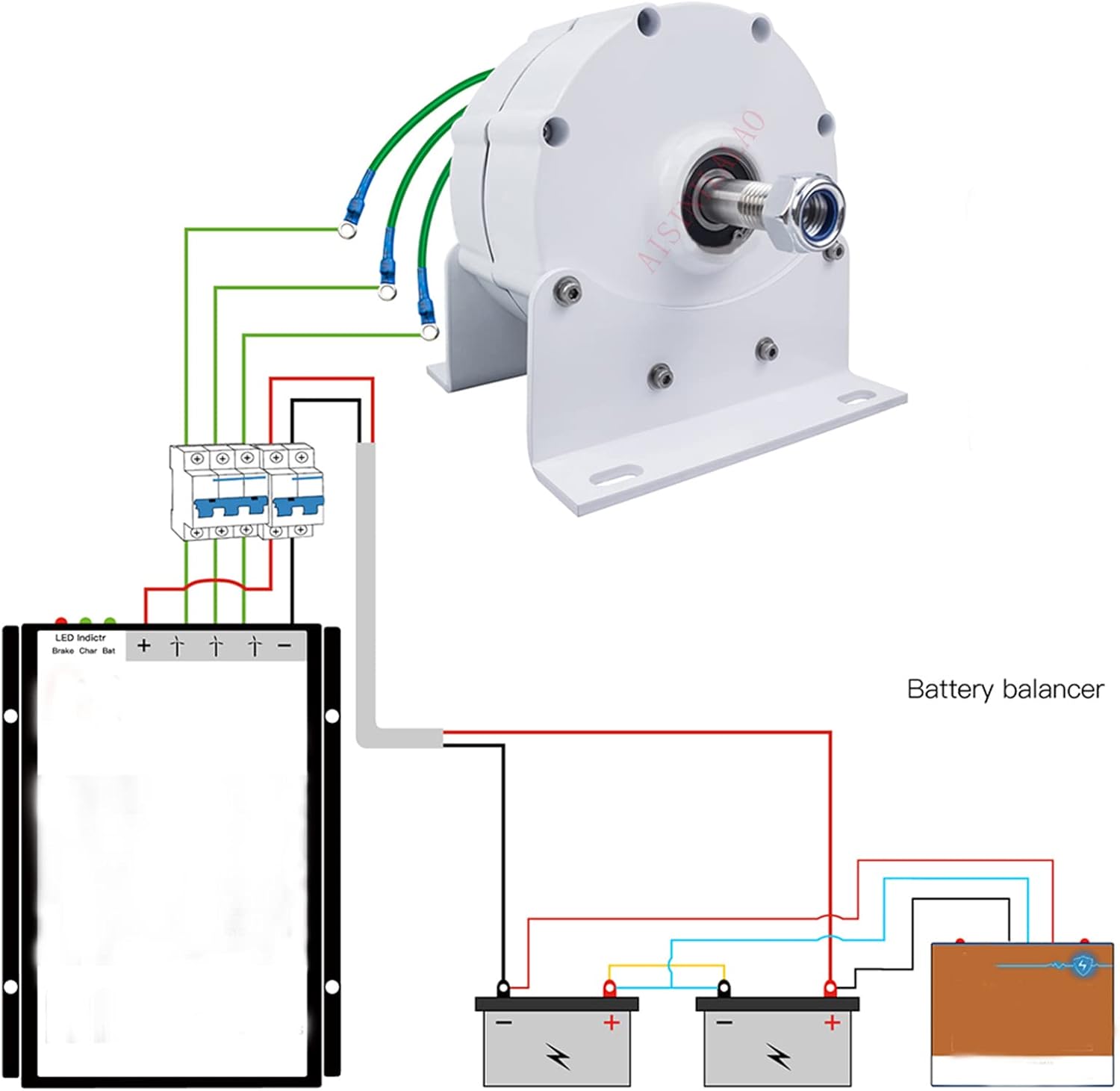 Wind Turbine Generator,600W 12V 24V 48V 300 RPM AC DC 3 Phase Gearless Permanent Magnet Generator AC Alternator Suitable for Hydro and Wind Turbines(with Base)