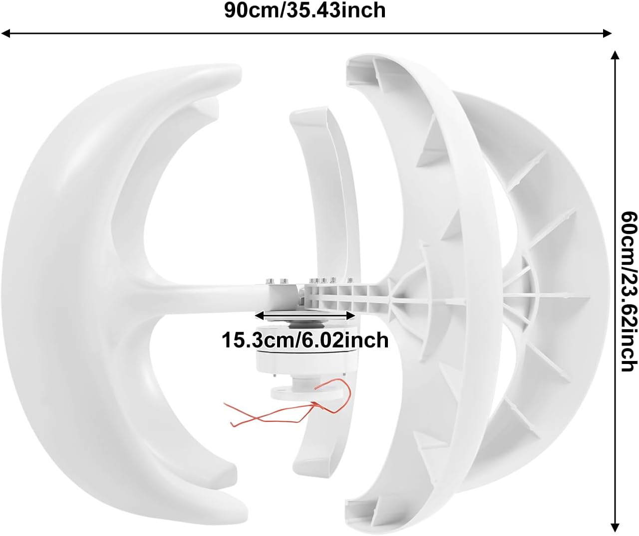 600W Wind Turbine Generators Kit, 24V 5 Blades Vertical Axis Wind Power with Controller, 5 Blades Lantern Motor Vertical Axis Windmill for Home, Camping, -40～80℃ Working Temperature (12V)