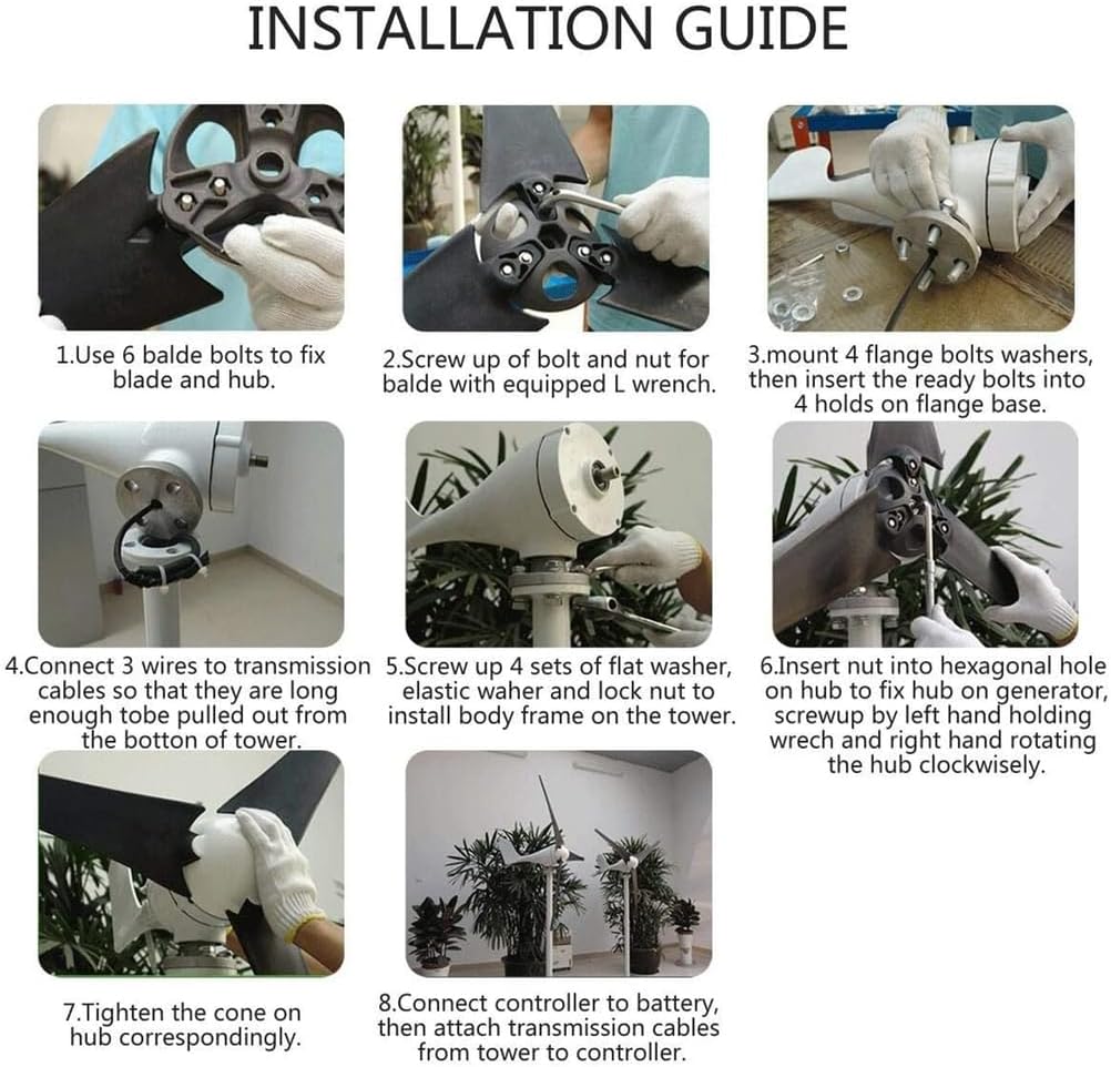 1200W-3600W Low Noise AC 5 Blades Wind Turbine Generator 12V 24V 48V 220V Low Speed 3 Phase Vertical Wind Power Generator W/Controller