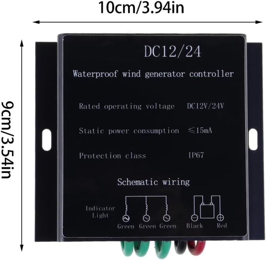 12V, Wind Turbine MPPT Charge Controller with LED Indicators 12V 24V 48V 220V Battery Charge Regulatorregulator for Wind Generator 1200W-3000W,48V(Black)
