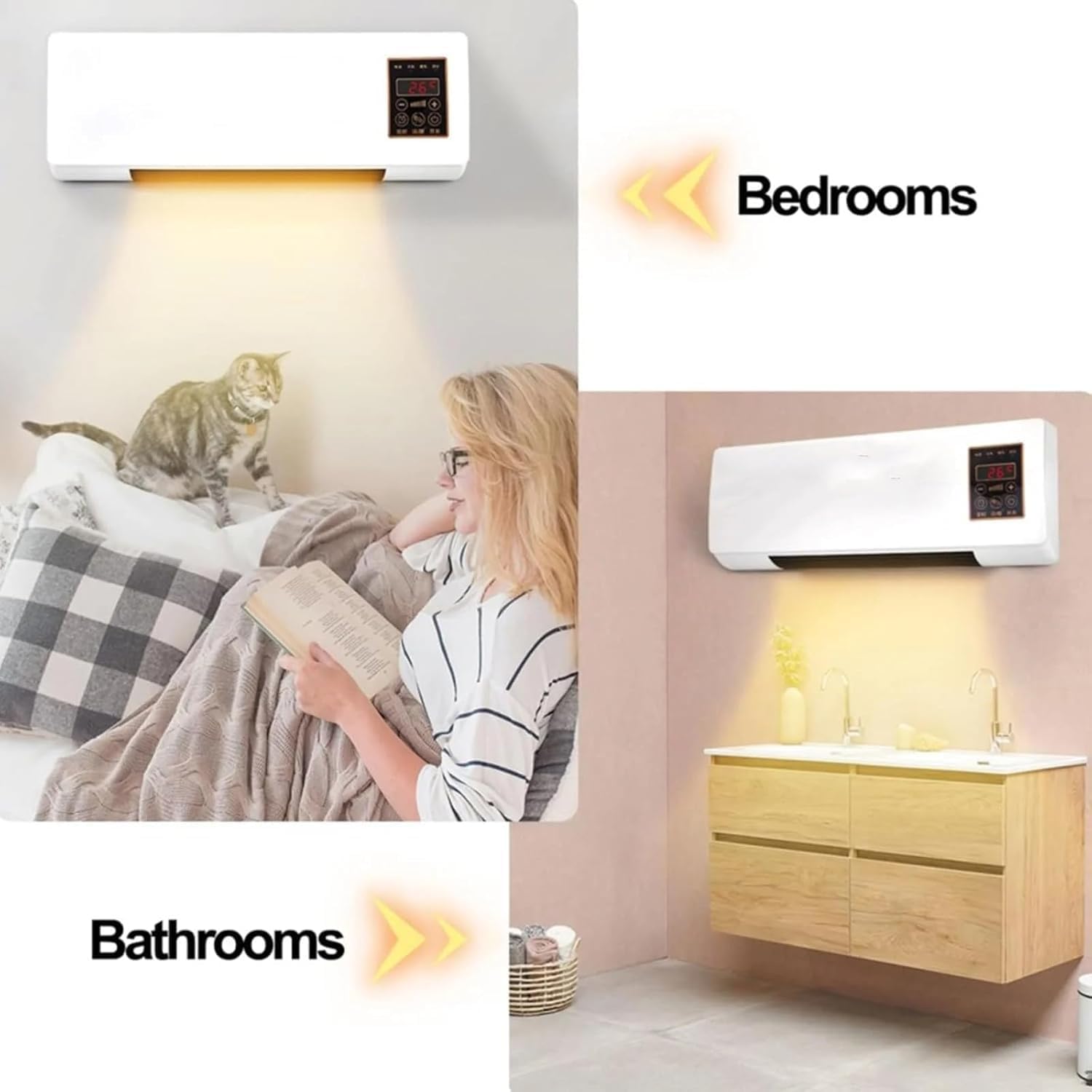 Climafy Portable Ductless Air Conditioner, Wall Mounted Split Max Air Conditioner, Mini Split Ac/Heating System Super Quiet Fast Cooling/Heating for Bedroom Living Room B 1PCS