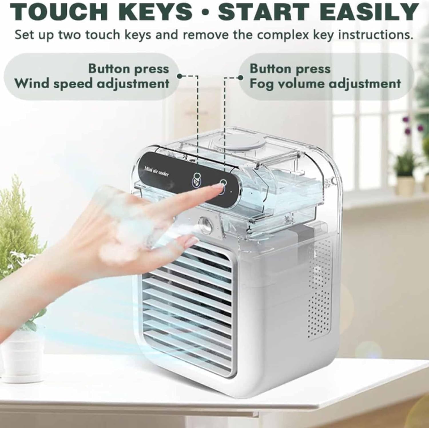 1800Mah Rechargeable Air Conditioner, Portable Small Evaporative Air Cooler Two Wind Speed Modes Low Noise for Outdoor, Indoor, Jobsite, Travel