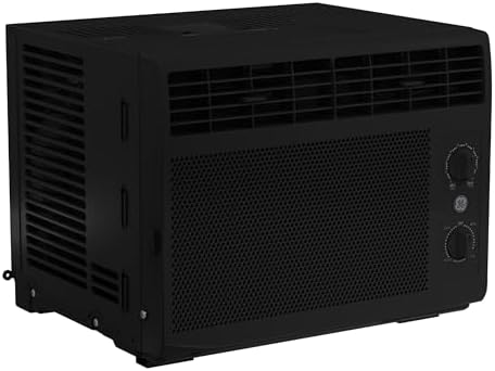 GE Window Air Conditioner Unit, 5,000 BTU for Small Rooms up to 150 sq ft. with Manual Adjustable Fan and Cooling Settings, Perfect for Bedroom or Living Room, Easy Install Kit Included, Black
