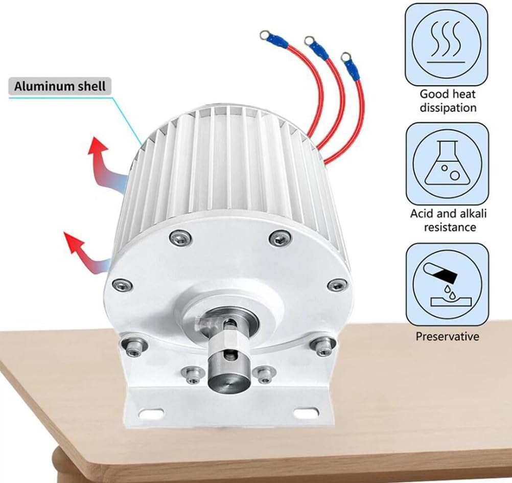 High Power 3000W110V/220V Gearless Permanent Magnet Generator Three-Phase AC Rare Earth Alternator with Controller for Wind Turbine (Low Noise,with Base)