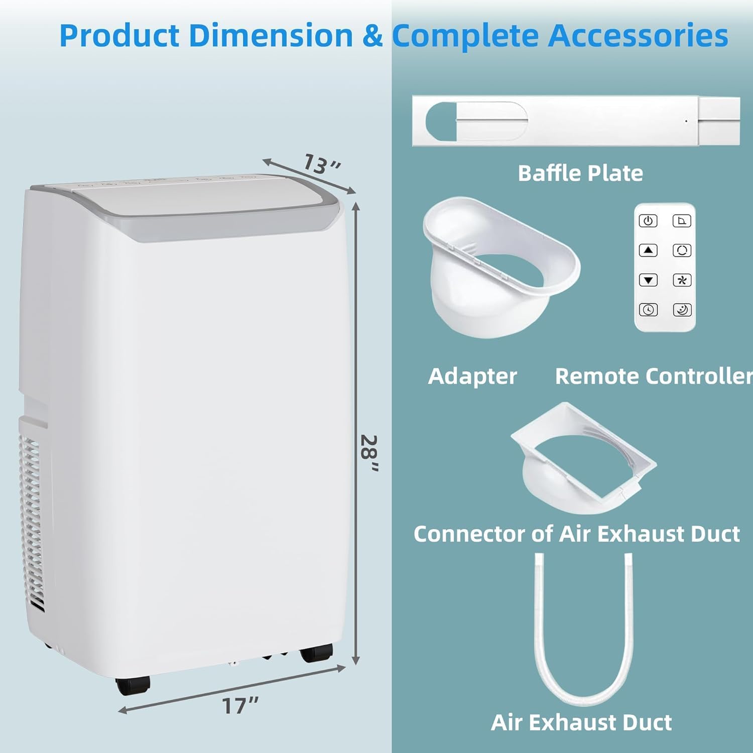 14000 BTU Portable Air Conditioner, 3-In-1 Cool, Fan, Dehumidify Modes, Cools up to 750 Sq. Ft, Quiet AC Unit with LED Display, with Remote Control, Window Installation Kit, 24 H Timer for Room, Dorm