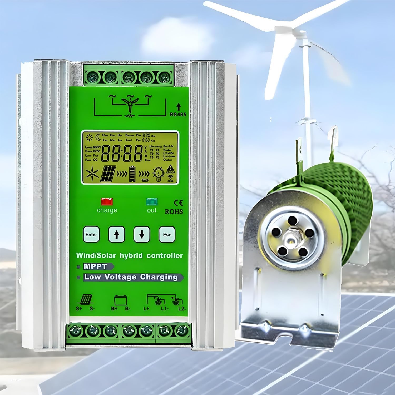 Wind Turbine Solar Hybrid Mppt Boost Regulator,Wind Solar Hybrid Charge Controller,Operating Ambient Temperature -20℃~50℃,for Horizontal/Vertical Axis Winds Turbines 10000W