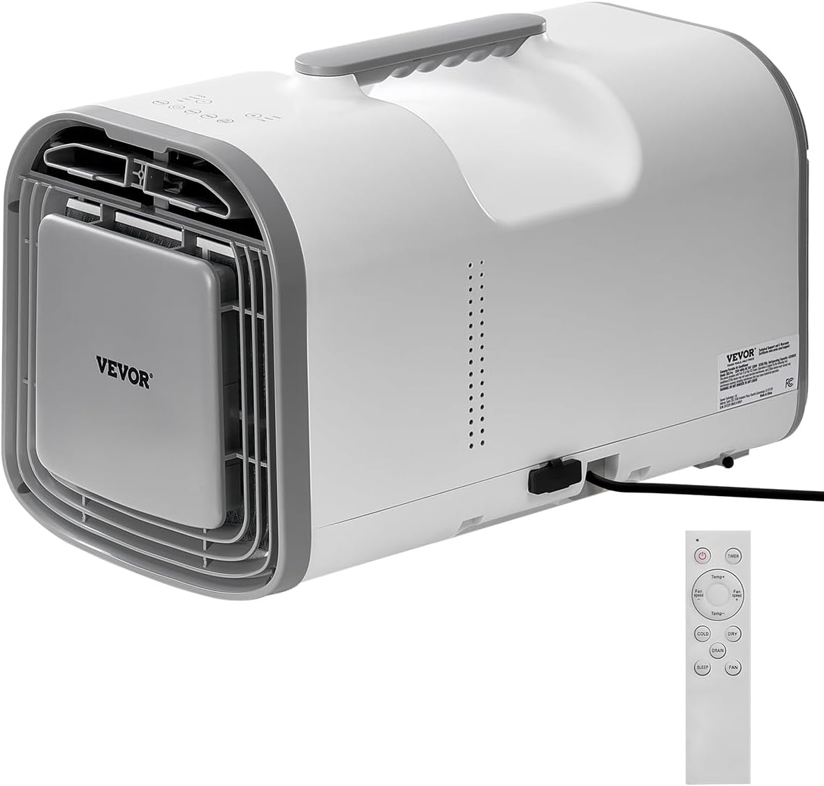 VEVOR Portable Air Conditioner, 4250 BTU 3-Speed Air Conditioning Unit with 24H Timer, Air Portable AC Compatible with AC/DC 24V, for Outdoor Tent Camping, RVs or Home Use, White