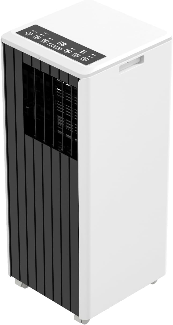 8000 BTU Portable Air Conditioner for Rooms Up to 350 Sq.Ft - 3-In-1 Cooling/Dehumidifier/Fan with Remote, Window Kit & Wheels, UltraQuiet Operation for Bedroom/Office/Living Room