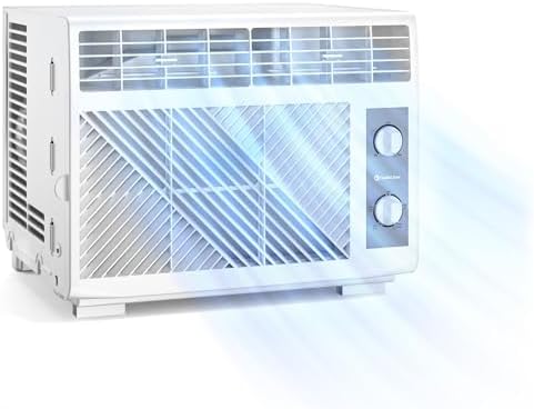 Comfort Zone Window Mounted Room Air Conditioner, 5,000 BTU, 7 Temperature Settings, 2 Fan Modes, Cool up to 150 Sq. Ft., Washable Filter, White