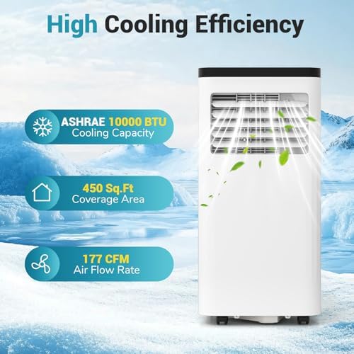 DORTALA Portable Air Conditioner 10000 BTU, 3-in-1 AC Unit with Remote Control, Dehumidifier, 24H Timer, Window Kit, Stand Up AC for 450 Sq.FT Bedroom, Dorm