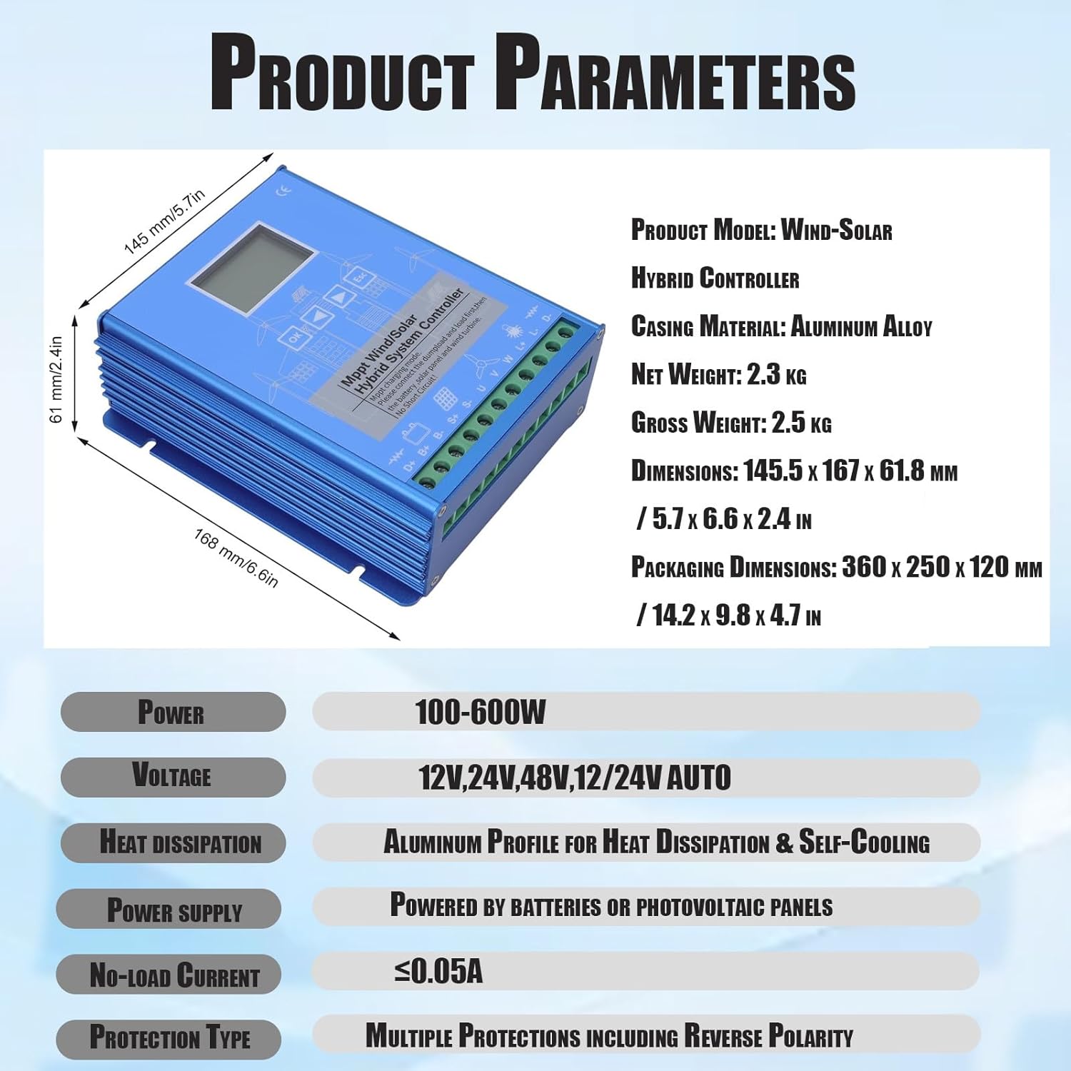 Wind Solar Hybrid Charge Controller, 1400W Wind and Solar Charge Controller, Auto 12V/24V Battery Off Grid Controller Boost MPPT 800W Wind Turbine, 600W Solar Panel 24V