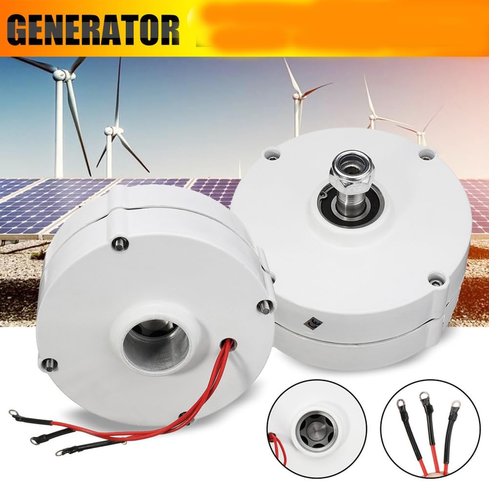 48v,HYZHANHONG Generator Low Speed 12000W 220V 3 Phase Gearless Permanent Magnet AC Alternators for Wind Water Turbine Diesel Engine(White, with Base)